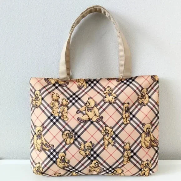 Vintage Burberrys Teddy Bear Canvas Tote - Picture 1 of 5